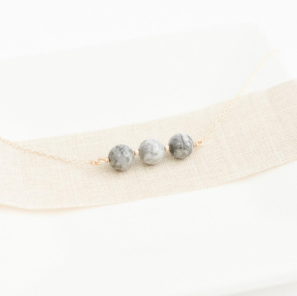 Grey Mapstone Stone Gold Necklace-necklace-January Eleven