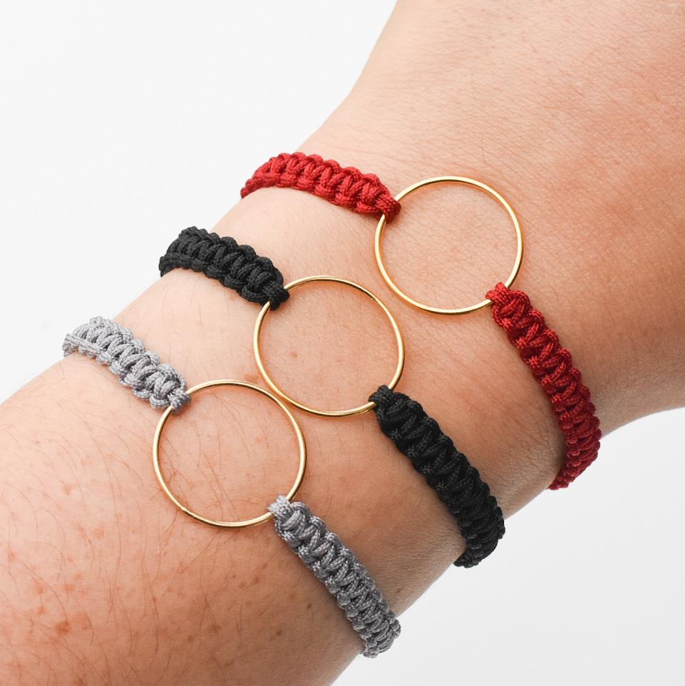 Red Macrame Gold Ring Bracelet-bracelet-January Eleven
