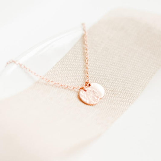 Rose Gold Double Mini Disc Necklace-necklace-January Eleven