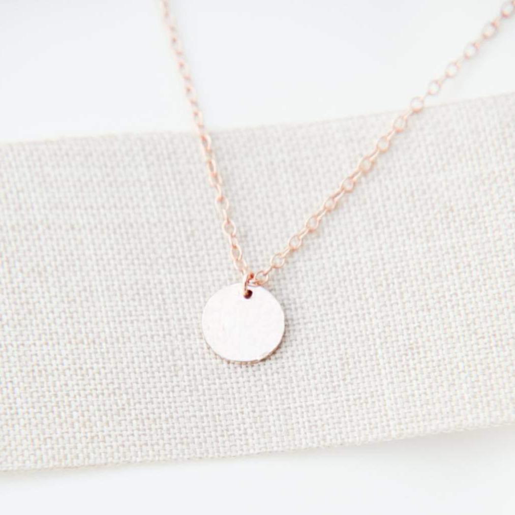 Rose Gold Hammered Disc Necklace-necklace-January Eleven