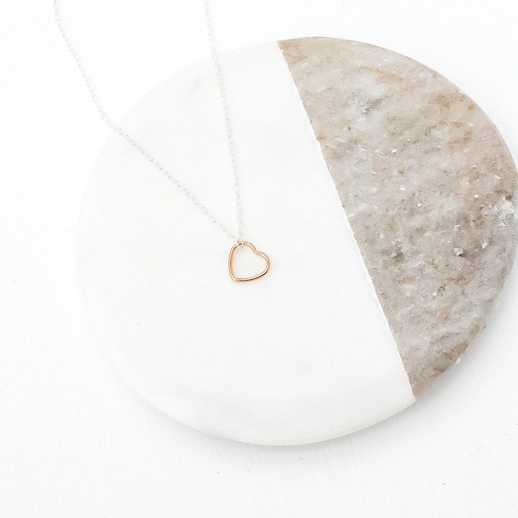 Rose Gold Open Heart Necklace-necklace-January Eleven