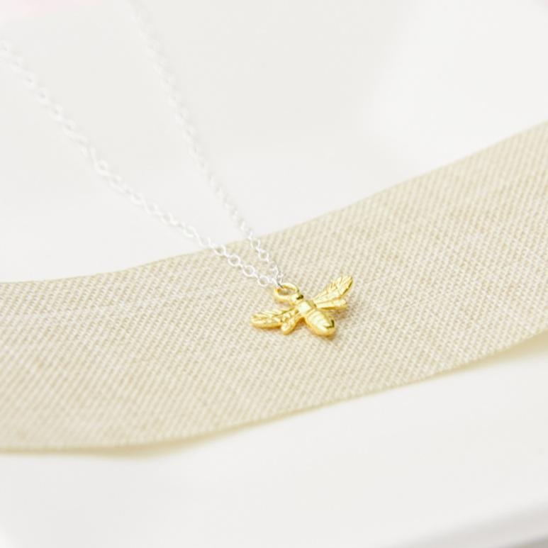 Silver and Gold Bee Necklace-necklace-January Eleven