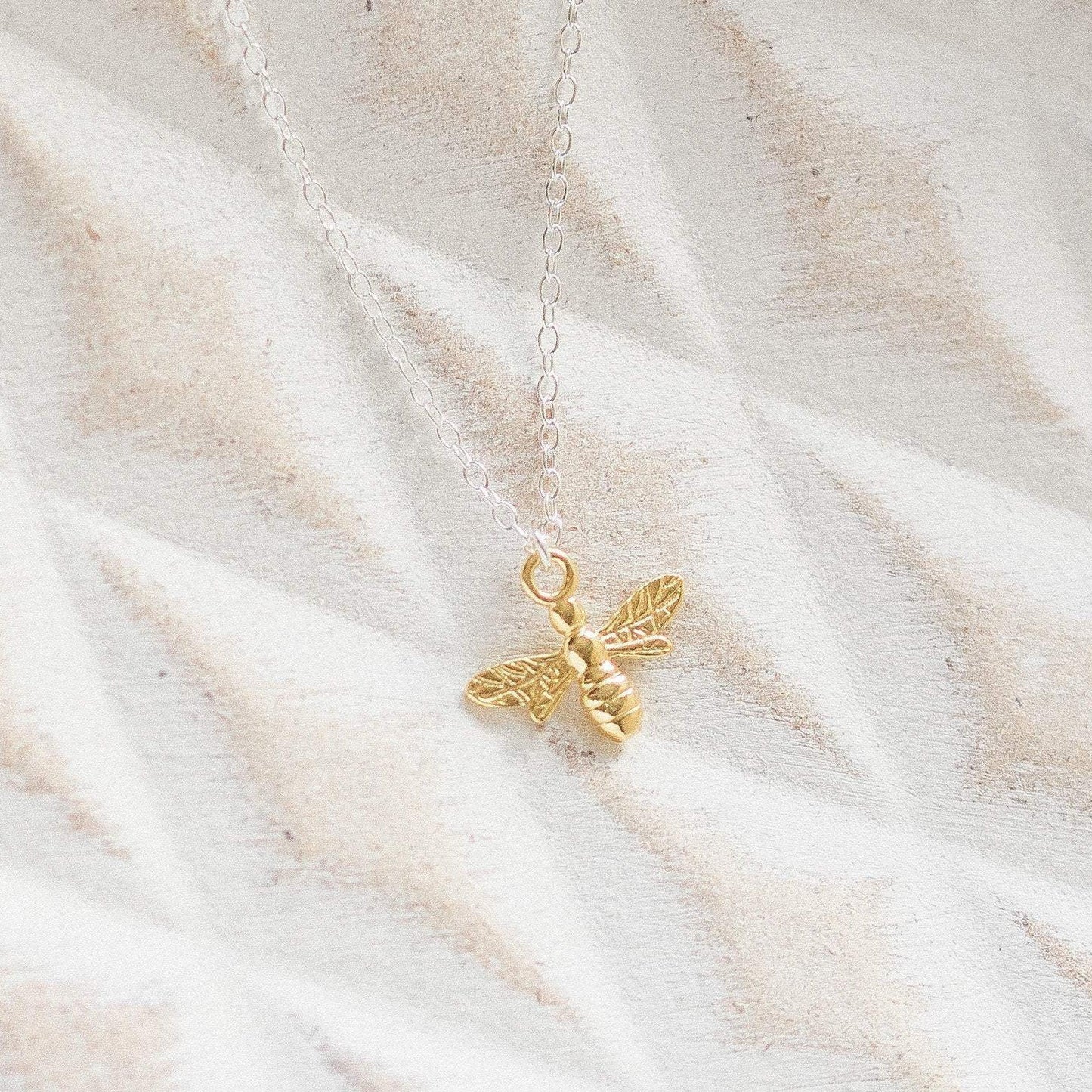 Silver and Gold Bee Necklace-necklace-January Eleven