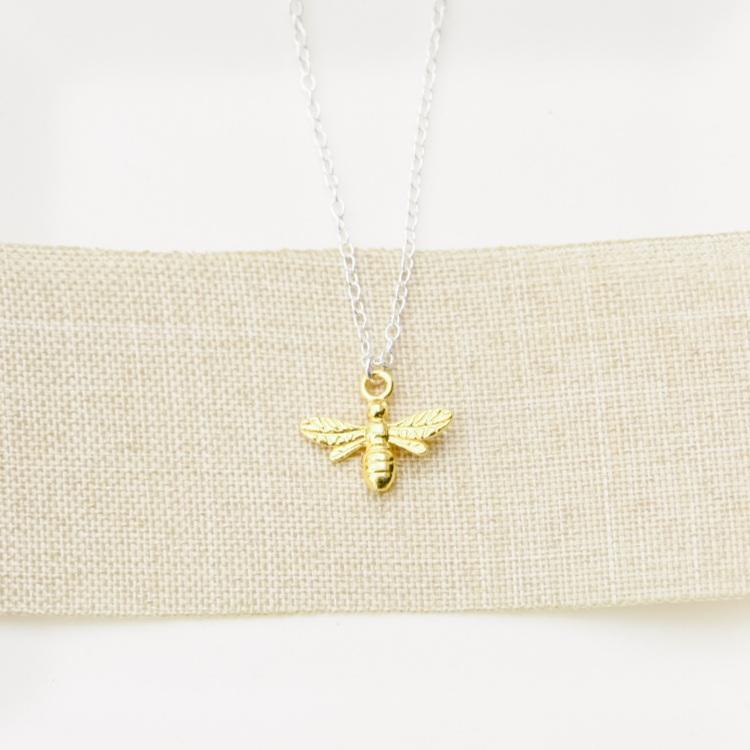 Silver and Gold Bee Necklace-necklace-January Eleven