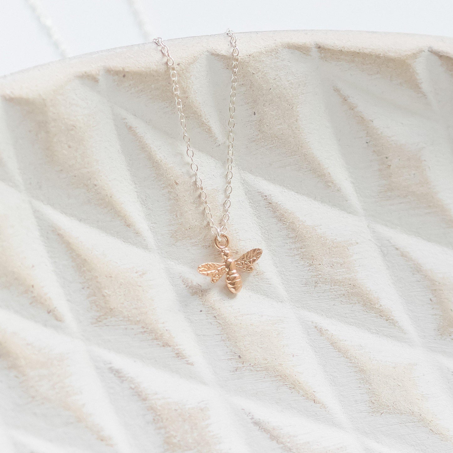 Silver and Rose Gold Bee Necklace-necklace-January Eleven