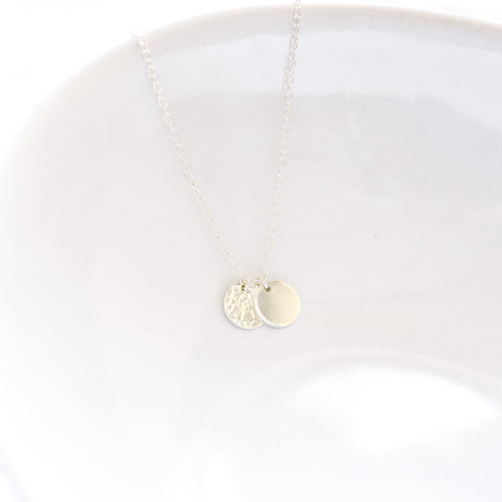 Silver Double Mini Disc Necklace-necklace-January Eleven