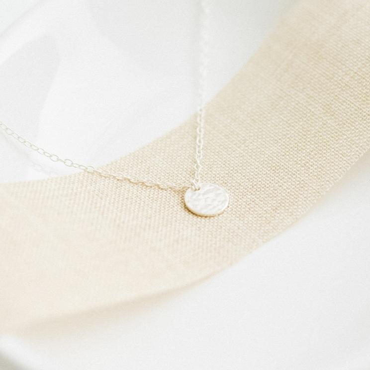 Silver Hammered Mini Disc Necklace-necklace-January Eleven