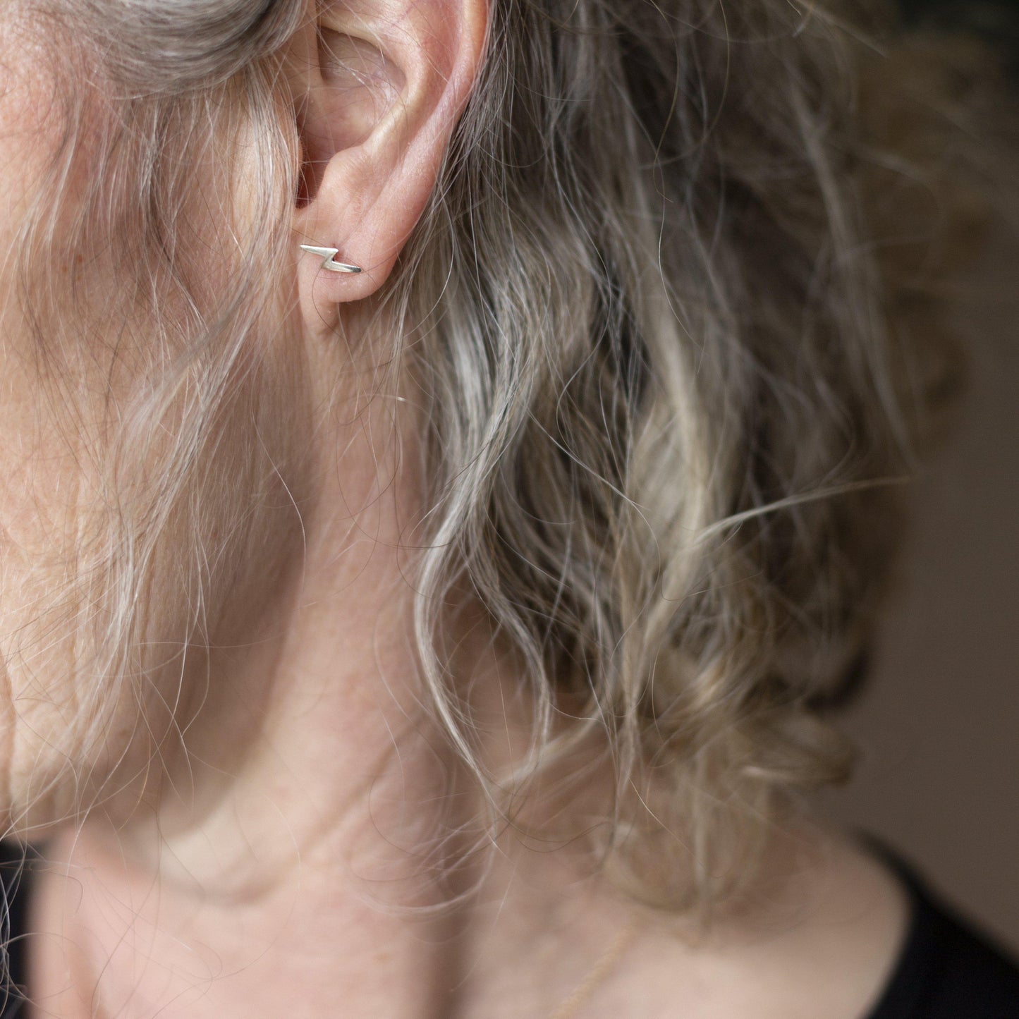 Silver Lightening Bolt Stud Earrings-earrings-January Eleven
