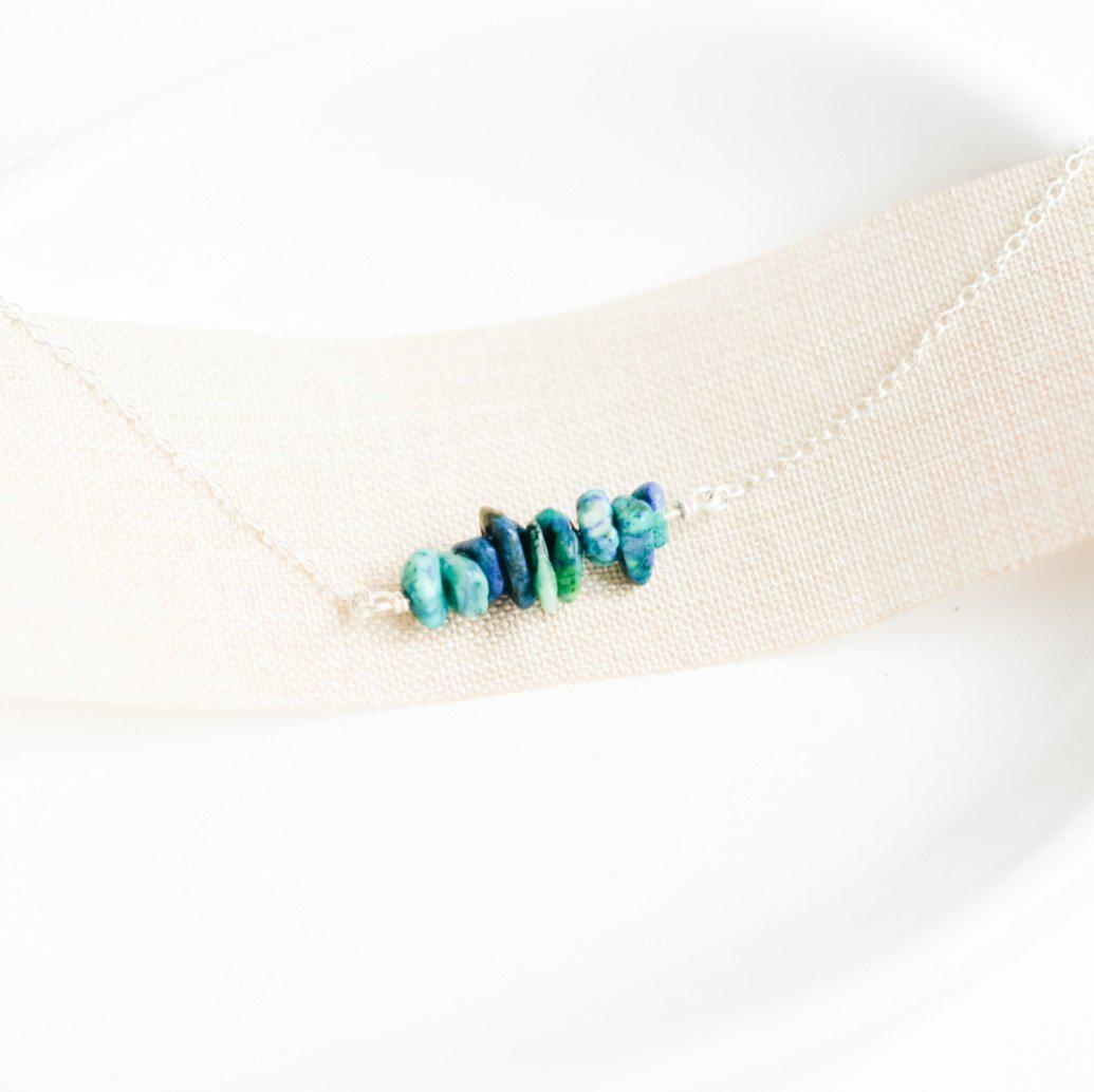 Sterling Silver Blue-Green Chrysocolla Gemstone Necklace - JanuaryEleven-necklace-January Eleven