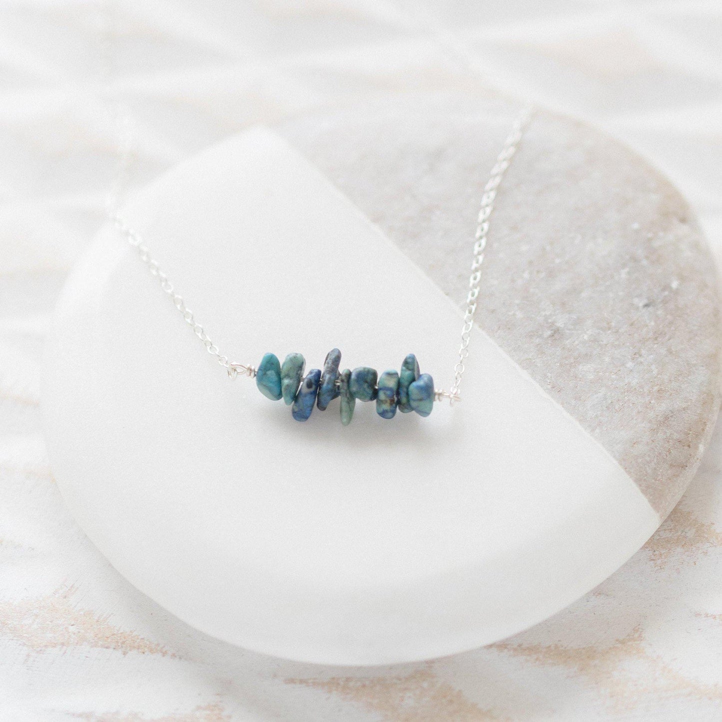 Sterling Silver Blue-Green Chrysocolla Gemstone Necklace - JanuaryEleven-necklace-January Eleven