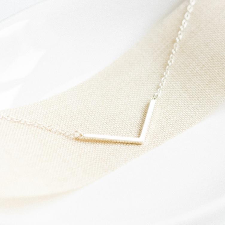 Sterling Silver Chevron Necklace-necklace-January Eleven