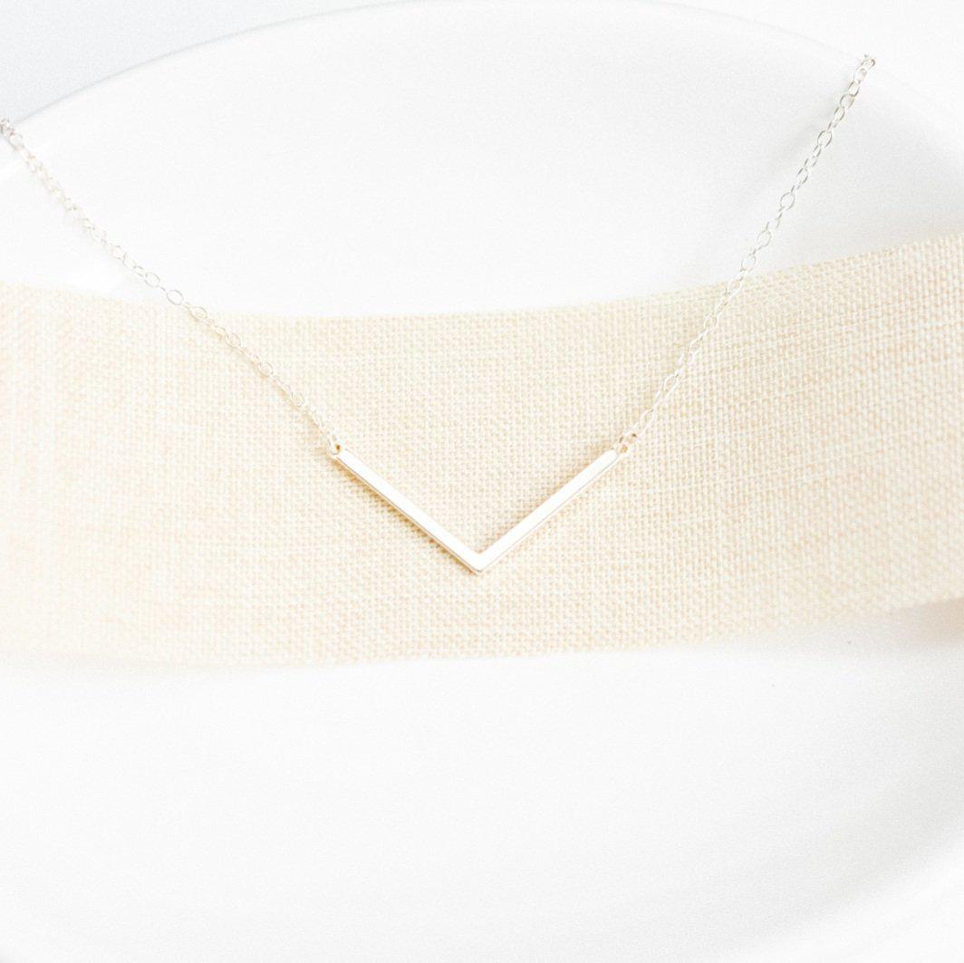 Sterling Silver Chevron Necklace-necklace-January Eleven