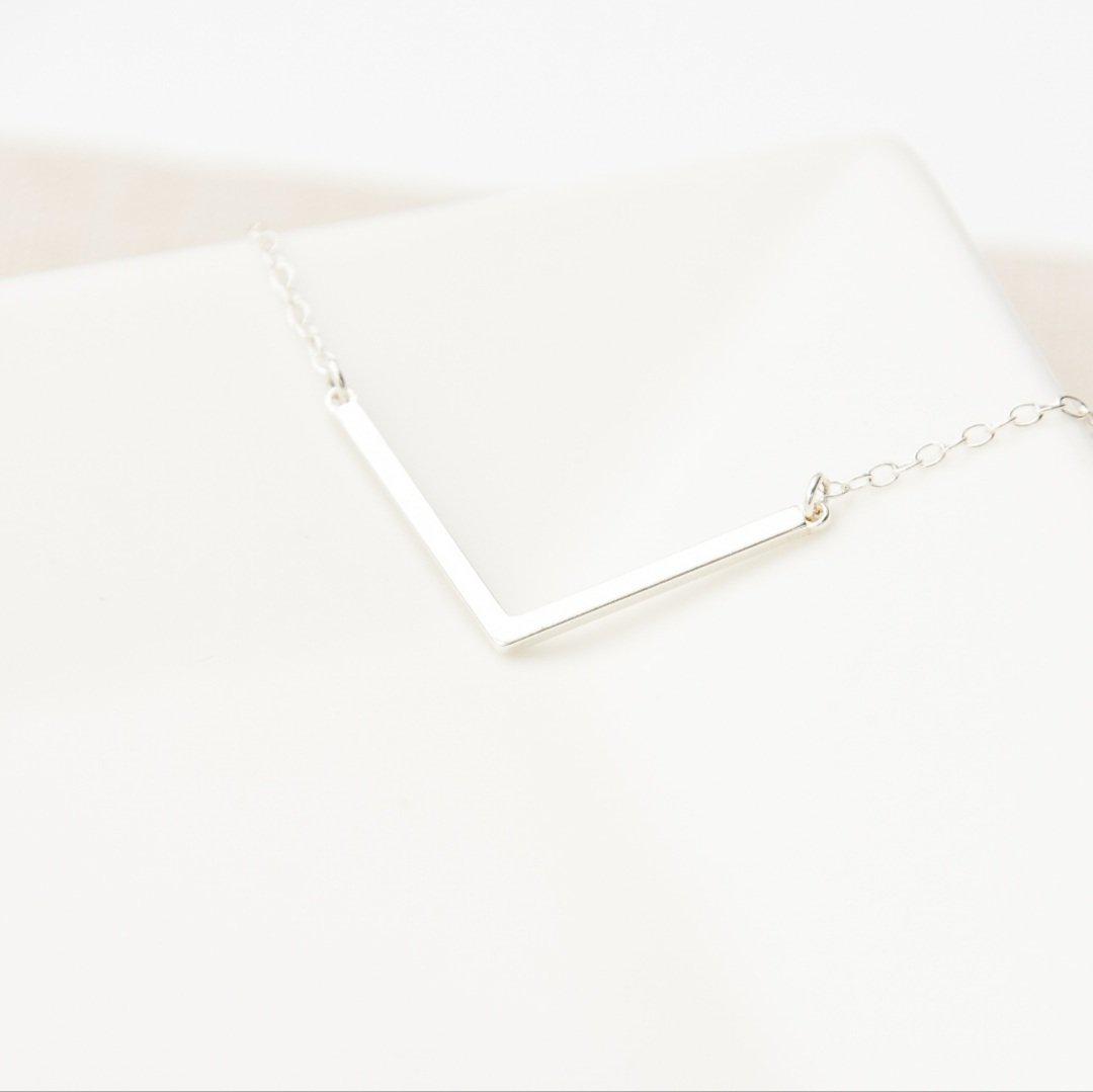 Sterling Silver Chevron Necklace-necklace-January Eleven