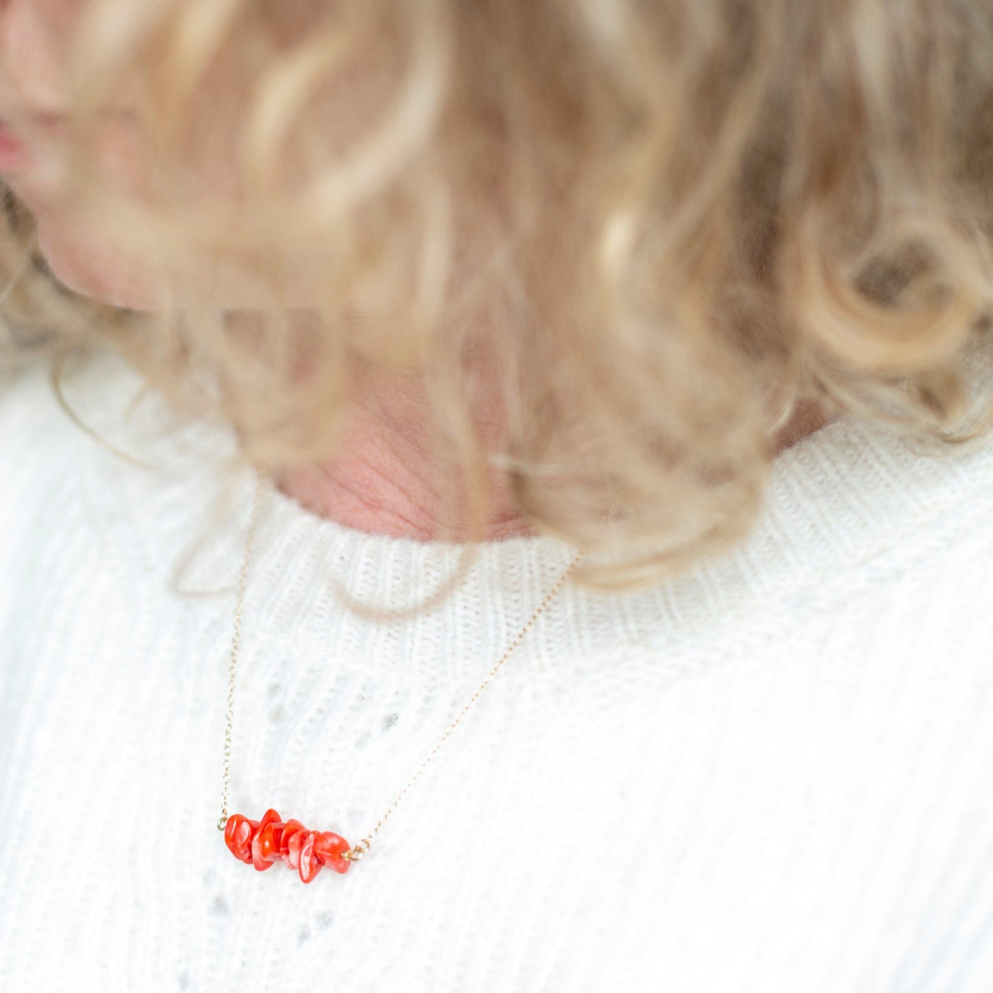 Sterling Silver Coral Gemstone Necklace-necklace-January Eleven