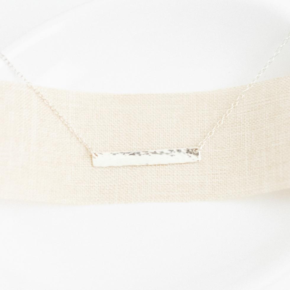 Sterling Silver Hammered Bar Necklace-necklace-January Eleven