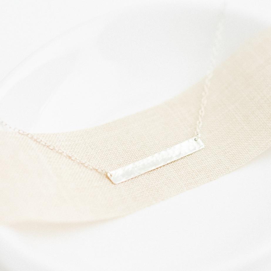 Sterling Silver Hammered Bar Necklace-necklace-January Eleven
