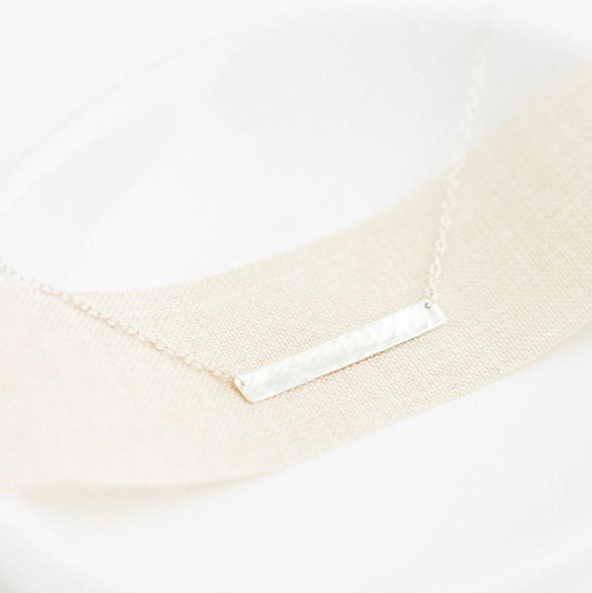 Sterling Silver Hammered Bar Necklace-necklace-January Eleven