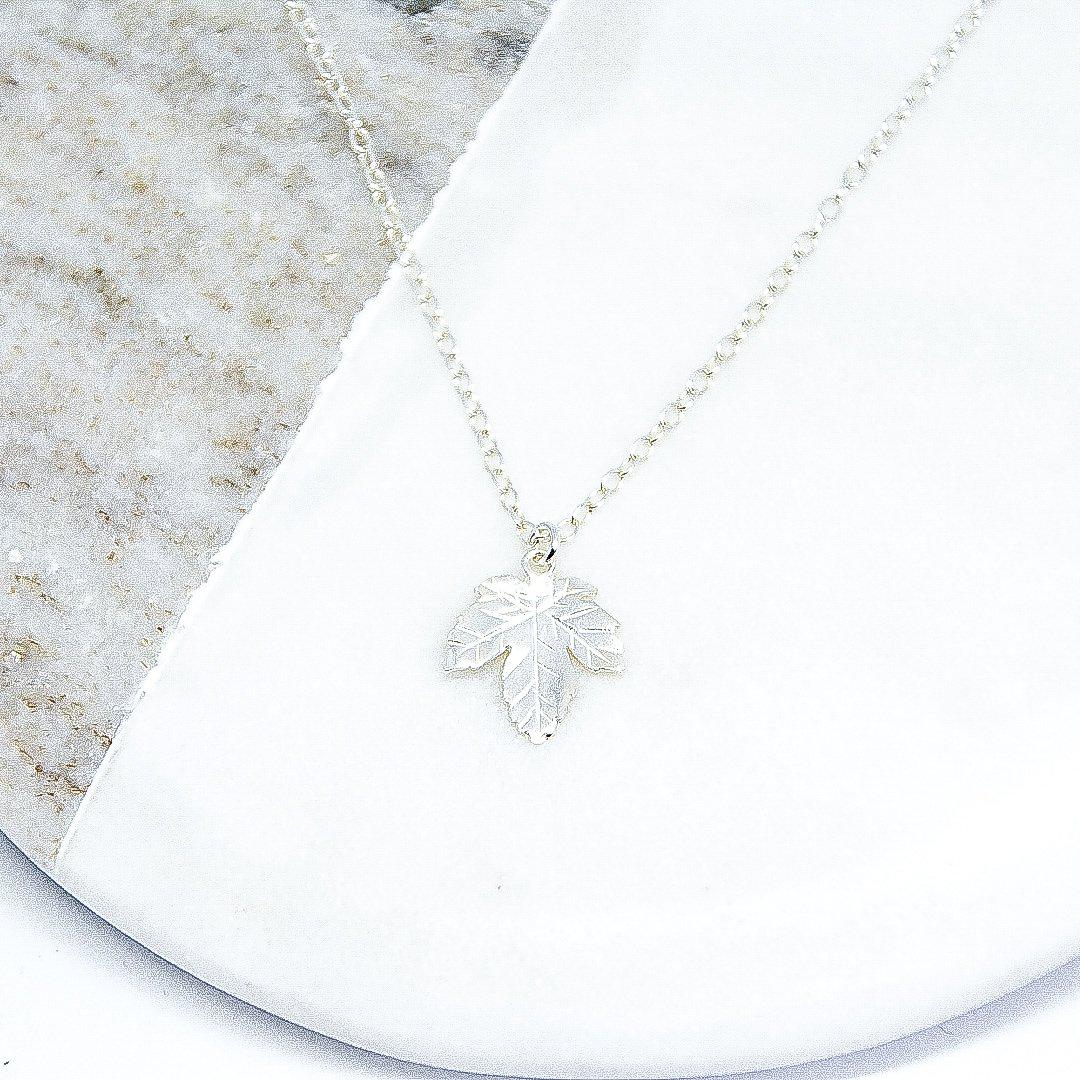 Sterling Silver Maple Leaf Necklace-necklace-January Eleven