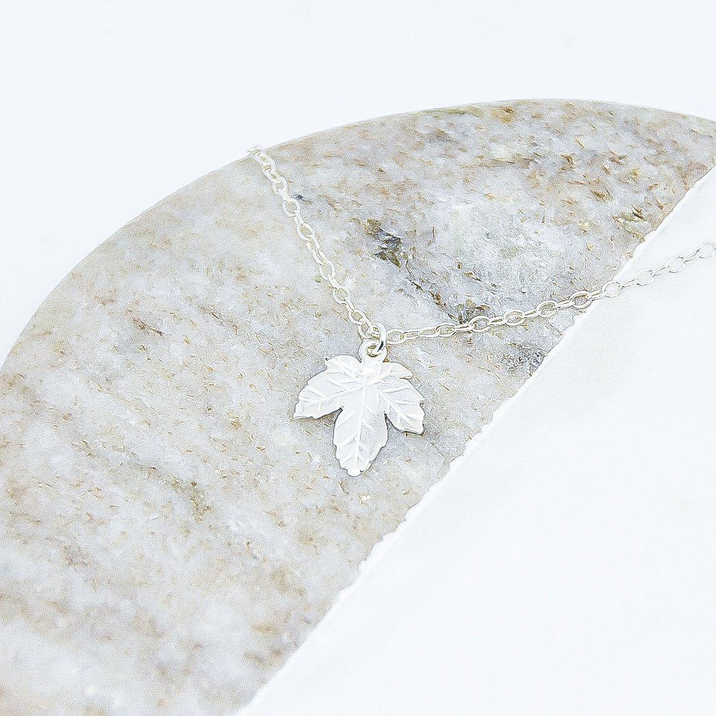 Sterling Silver Maple Leaf Necklace-necklace-January Eleven