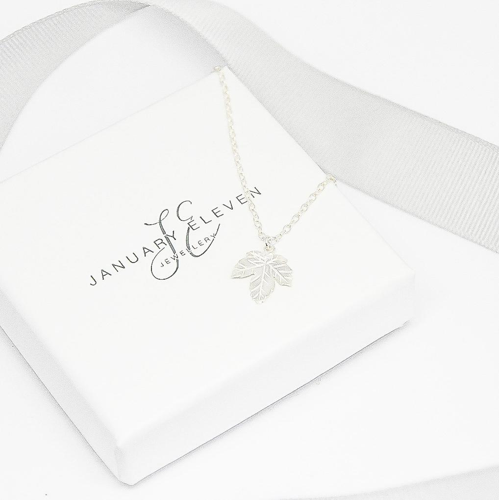 Sterling Silver Maple Leaf Necklace-necklace-January Eleven