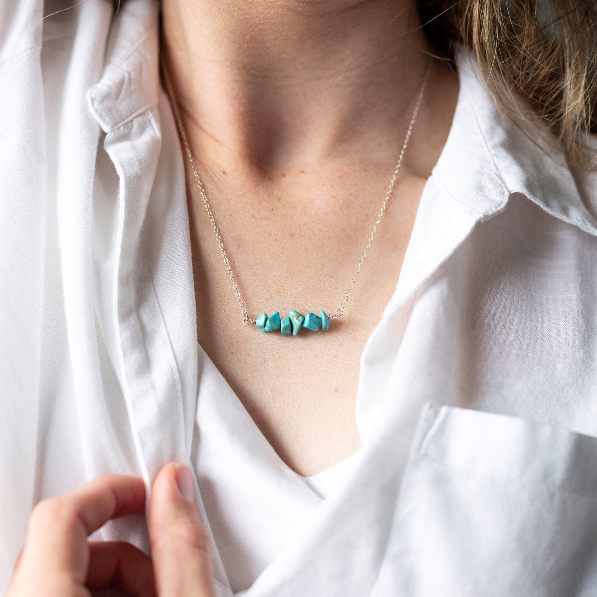 Sterling Silver Turquoise Gemstone Necklace-necklace-January Eleven